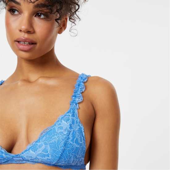 Jack Wills Lace Triangle Bralette Cobalt Blue Дамско бельо