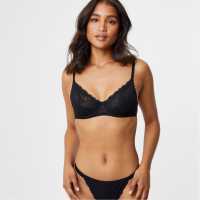 Jack Wills Embroidered Lace Underwire Bra Black Дамско бельо