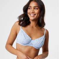 Jack Wills Embroidered Lace Underwire Bra Blue Дамско бельо