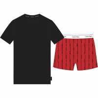 Calvin Klein S/s Boxer Set Black/Red 68K Мъжки пижами