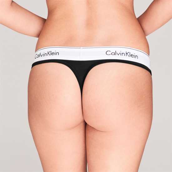 Дамско бельо Calvin Klein Thong ЧЕРЕН Calvin Klein Thong ЧЕРЕН Дамско бельо