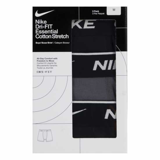 Nike Cotton Boxer Brief 3 Pack Boys Black/Grey - Детско бельо