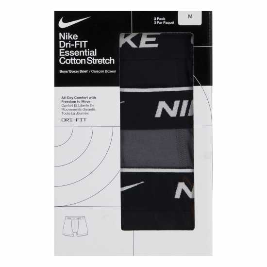 Nike Cotton Boxer Brief 3 Pack Boys Черно/Сиво Детско бельо