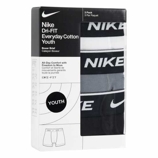 Детско бельо Nike Cotton Boxer Brief 3 Pack Boys Черно/Бяло Nike Cotton Boxer Brief 3 Pack Boys Черно/Бяло Детско бельо