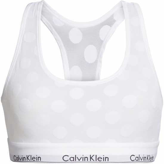 Calvin Klein Modern Cotton Logo Bralette White Dot Дамско бельо