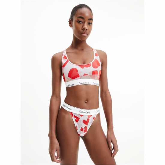 Calvin Klein Modern Cotton Logo Bralette Red Hearts Дамско бельо