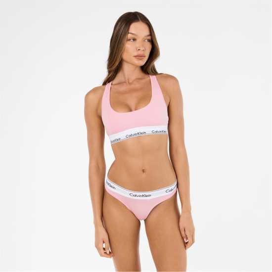 Дамско бельо Calvin Klein Modern Cotton Logo Bralette Розово буфало Calvin Klein Modern Cotton Logo Bralette Розово буфало Дамско бельо