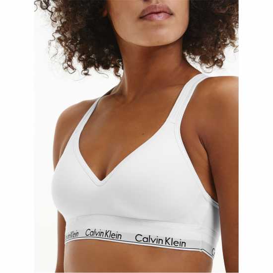 Calvin Klein Cotton Bralette Lightly Lined Бяло Дамско бельо
