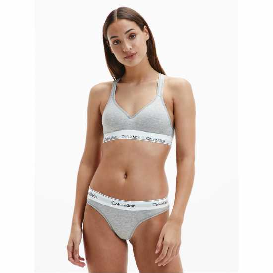 Calvin Klein Cotton Bralette Lightly Lined Сиво Дамско бельо