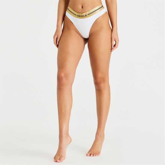 Siksilk Thong Brief Womens Бяло/Черно/Сиво Дамско бельо