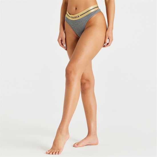 Siksilk Thong Brief Womens Бяло/Черно/Сиво Дамско бельо