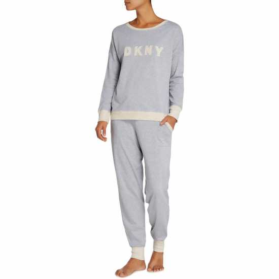 Dkny Logo Sweat And Jogger Set Grey Дамски пижами