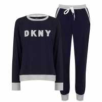 Dkny Logo Sweat And Jogger Set Navy Дамски пижами