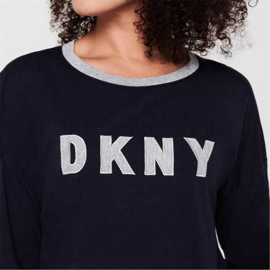Dkny Logo Sweat And Jogger Set Navy Дамски пижами