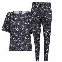 Fabric Star Print Black Pyjama Legging Set  Дамско облекло плюс размер