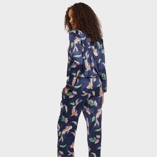 Chelsea Peers Satin Button Up Pyjama Set Koi Дамски пижами