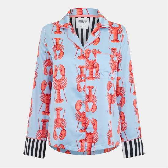 Chelsea Peers Print Long Sleeve Pyjamas Set Синьо рак Дамски пижами