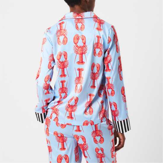 Chelsea Peers Print Long Sleeve Pyjamas Set Синьо рак Дамски пижами