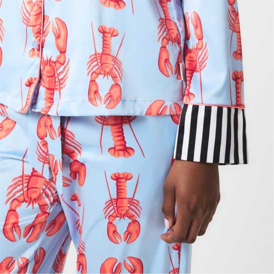 Chelsea Peers Print Long Sleeve Pyjamas Set Синьо рак Дамски пижами