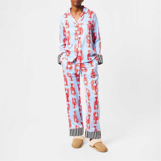 Chelsea Peers Print Long Sleeve Pyjamas Set Синьо рак Дамски пижами