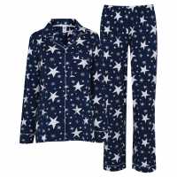 Chelsea Peers Button Up Pyjama Set Navy Star Дамски пижами