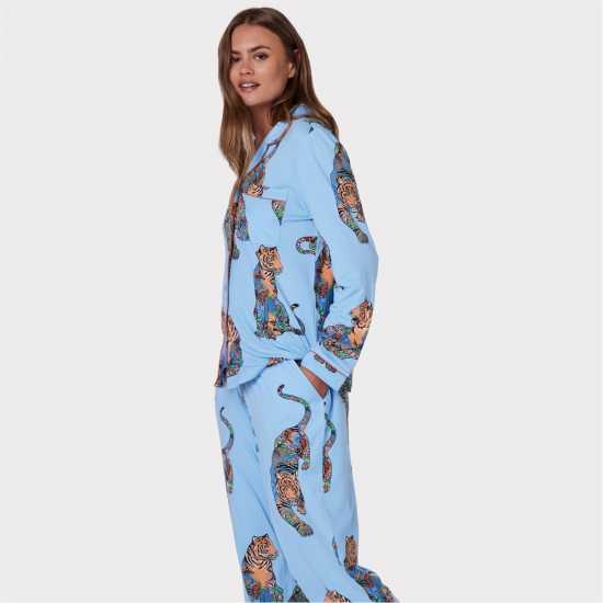 Chelsea Peers Button Up Pyjama Set Lotus Tiger Дамски пижами