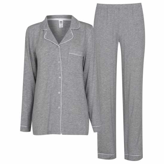Дамски пижами Chelsea Peers Modal Button Up Pyjama Set Сиво Chelsea Peers Modal Button Up Pyjama Set Сиво Дамски пижами