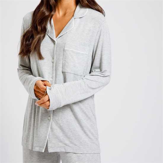 Дамски пижами Chelsea Peers Modal Button Up Pyjama Set Сиво Chelsea Peers Modal Button Up Pyjama Set Сиво Дамски пижами