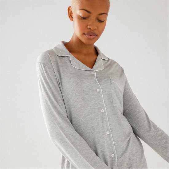 Дамски пижами Chelsea Peers Modal Button Up Pyjama Set Сиво Chelsea Peers Modal Button Up Pyjama Set Сиво Дамски пижами