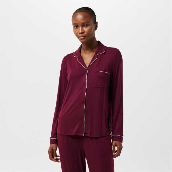 Chelsea Peers Modal Button Up Pyjama Set Бордово 