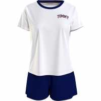 Tommy Bodywear Short Sleeve Pyjama Set White/Navy Дамски пижами