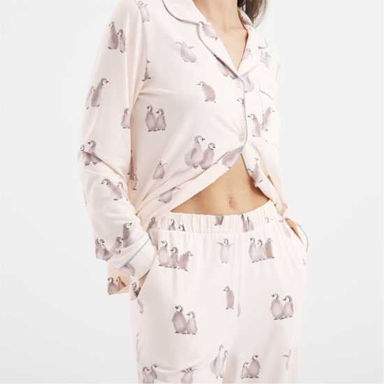 Chelsea Peers Women's Long Sleeve Pyjama Sets Бели пингвини Chelsea Peers Women's Long Sleeve Pyjama Sets Бели пингвини