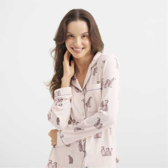 Chelsea Peers Women's Long Sleeve Pyjama Sets Бели пингвини Chelsea Peers Women's Long Sleeve Pyjama Sets Бели пингвини