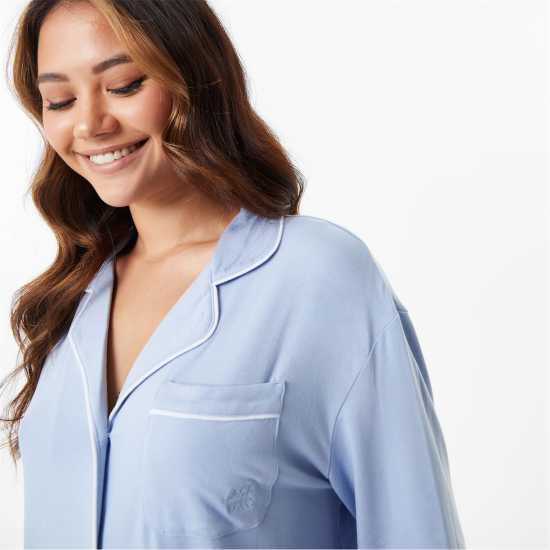 Modal Sleep Shirt Soft Blue Дамско облекло плюс размер