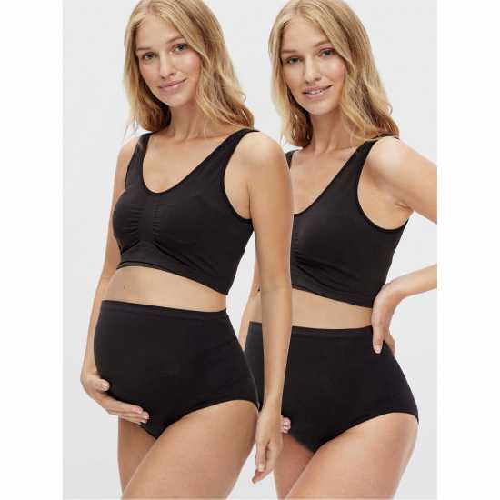 Mama Cotn Pants 2 Pk Ld62 Black/Black 