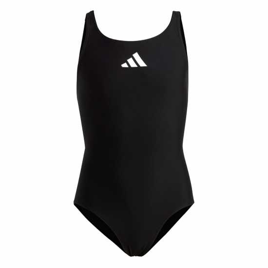 Adidas Solid Small Logo Swimsuit Черно/Бяло Детски бански и бикини