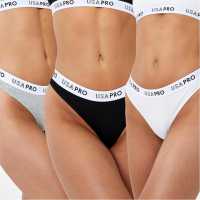 Usa Pro Branded Thong 3 Pack Blck&Gry&Whte Дамско бельо