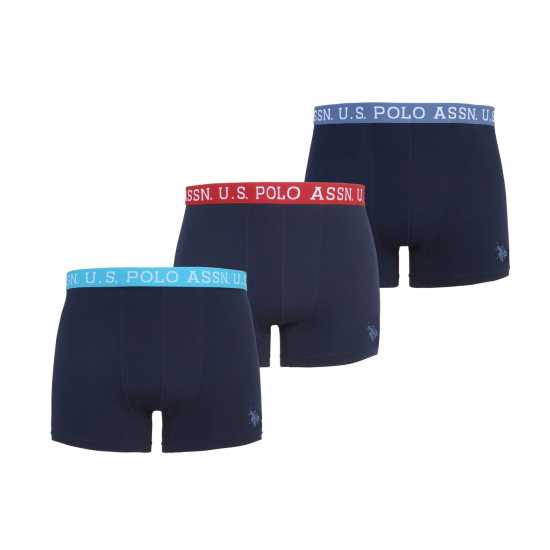 Us Polo Assn Мъжки Боксерки 3 Pack Boxer Shorts Mens Navy Multi Мъжко бельо
