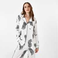 Biba Embroidered Pocket Stripe Pyjama Set MONO LEO Дамски пижами