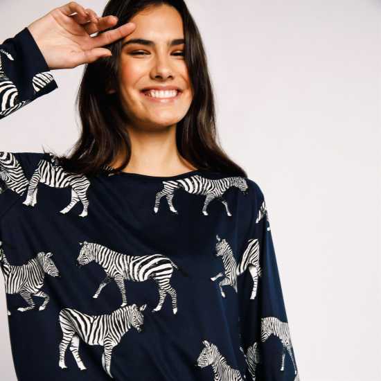 Chelsea Peers Classic Pyjama Set Зебра Нави Дамски пижами
