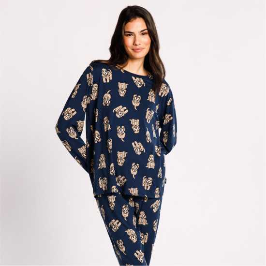 Chelsea Peers Classic Pyjama Set Кокапу Нави Дамски пижами