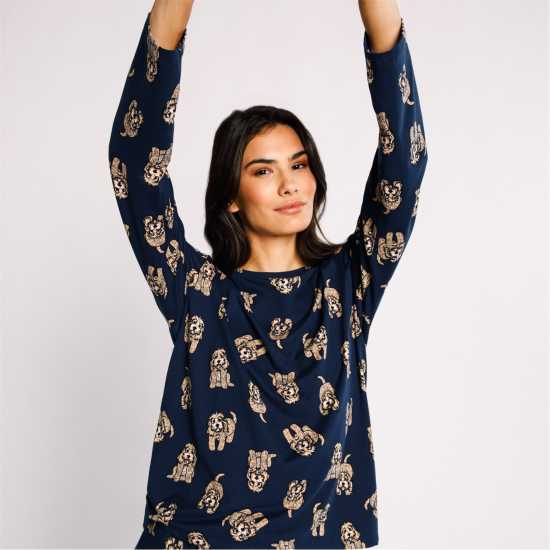 Chelsea Peers Classic Pyjama Set Кокапу Нави Дамски пижами