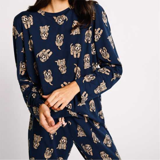 Chelsea Peers Classic Pyjama Set Кокапу Нави Дамски пижами