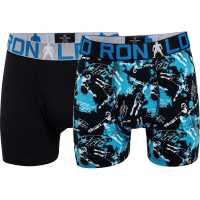 Ronaldo 2 Pack Boxer Shorts Boys Black/Print Детско бельо