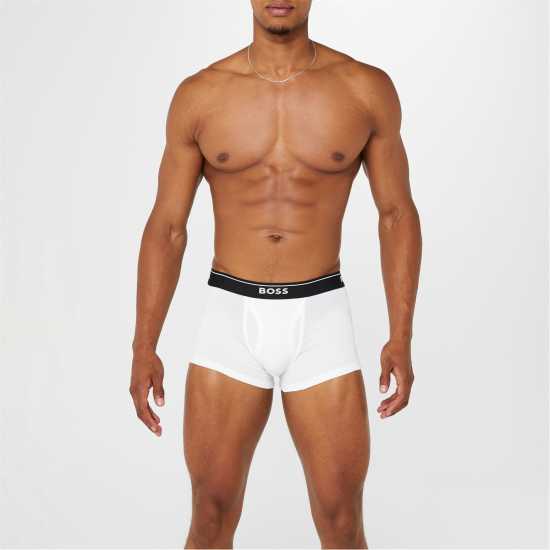 Мъжко бельо Hugo Boss Boss 2 Pack Logo Waistband Trunks Бяло 100 Hugo Boss Boss 2 Pack Logo Waistband Trunks Бяло 100 Мъжко бельо
