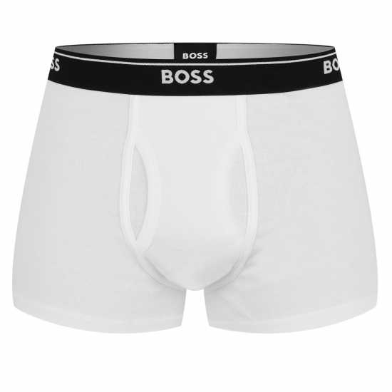 Мъжко бельо Hugo Boss Boss 2 Pack Logo Waistband Trunks Бяло 100 Hugo Boss Boss 2 Pack Logo Waistband Trunks Бяло 100 Мъжко бельо