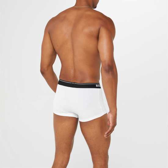 Мъжко бельо Hugo Boss Boss 2 Pack Logo Waistband Trunks Бяло 100 Hugo Boss Boss 2 Pack Logo Waistband Trunks Бяло 100 Мъжко бельо
