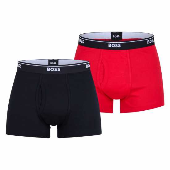Boss 2 Pack Logo Waistband Trunks Black/Red 972 
