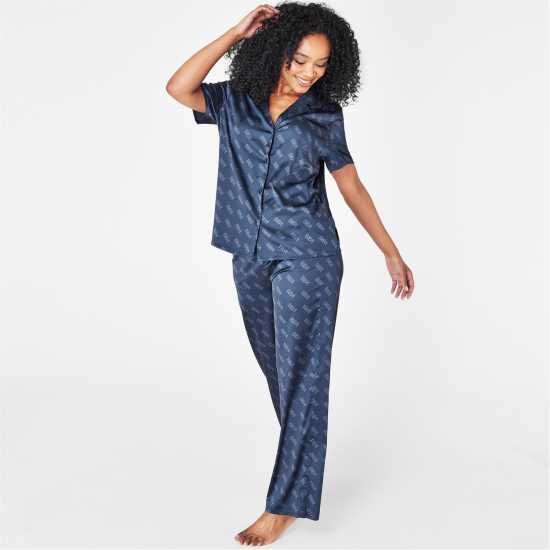 Biba Logo Pyjama Trousers Navy Дамски пижами