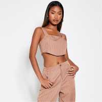 I Saw It First Pinstripe Square Neck Tailored Bralet Brown Дамско бельо